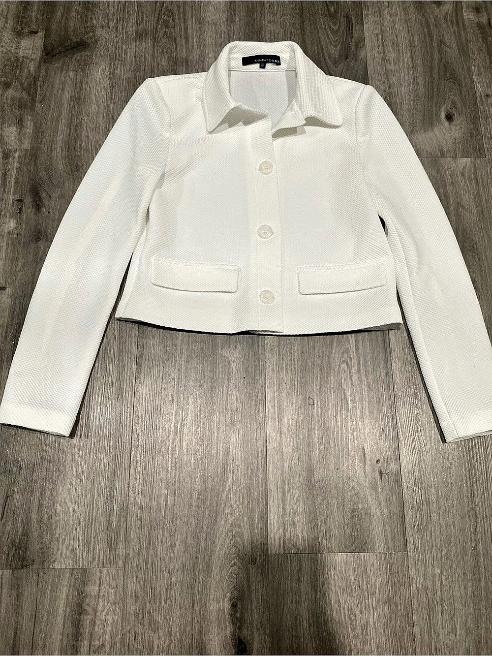 Amanda + Chelsea Cropped Textured Blazer in White Size XS Like New